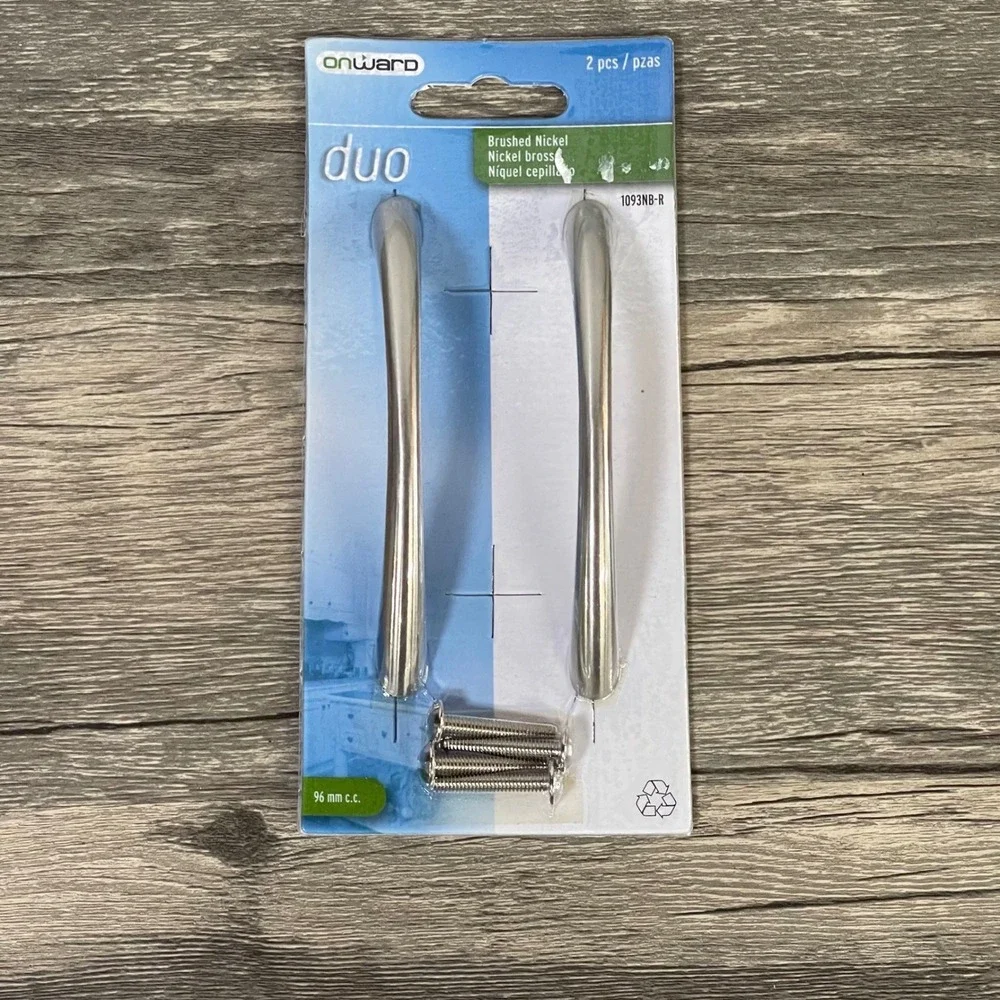 Onward Duo Cabinet Pulls 2 Pack Brushed Nickel 96mm Center 1093NB-R Hardware